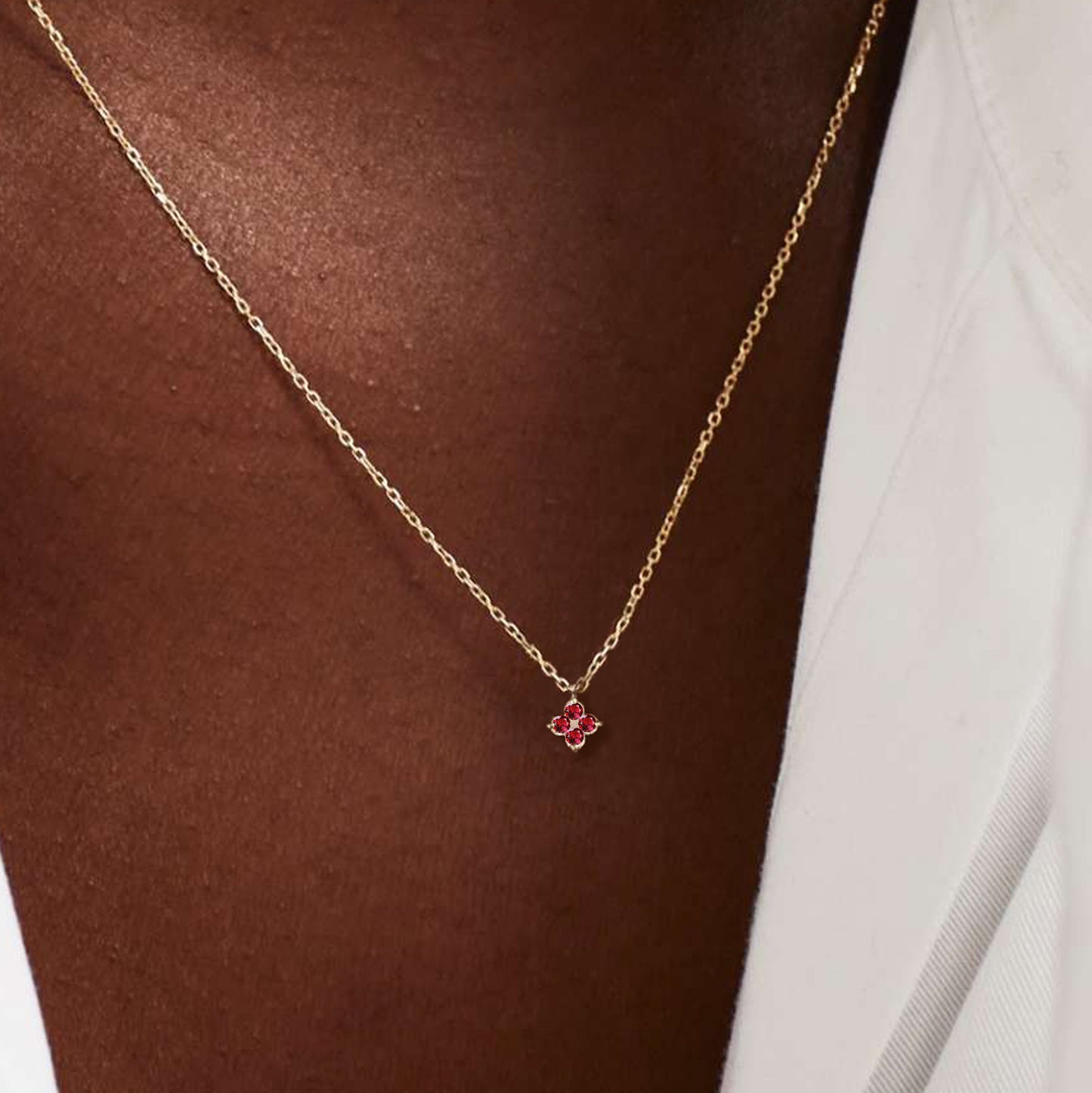 Ruby Solitaire Necklace in 14K Solid Gold,Delicate Necklace,Layering Ruby Necklace,Pendant Necklace,Five Sizes Available