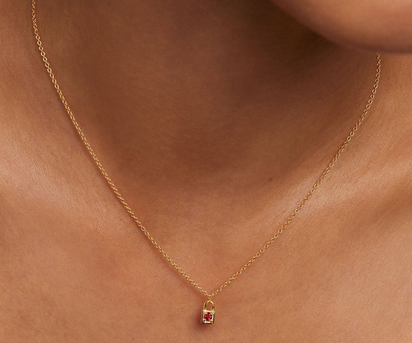 Ruby Solitaire Necklace in 14K Solid Gold,Delicate Necklace,Layering Ruby Necklace,Pendant Necklace,Five Sizes Available