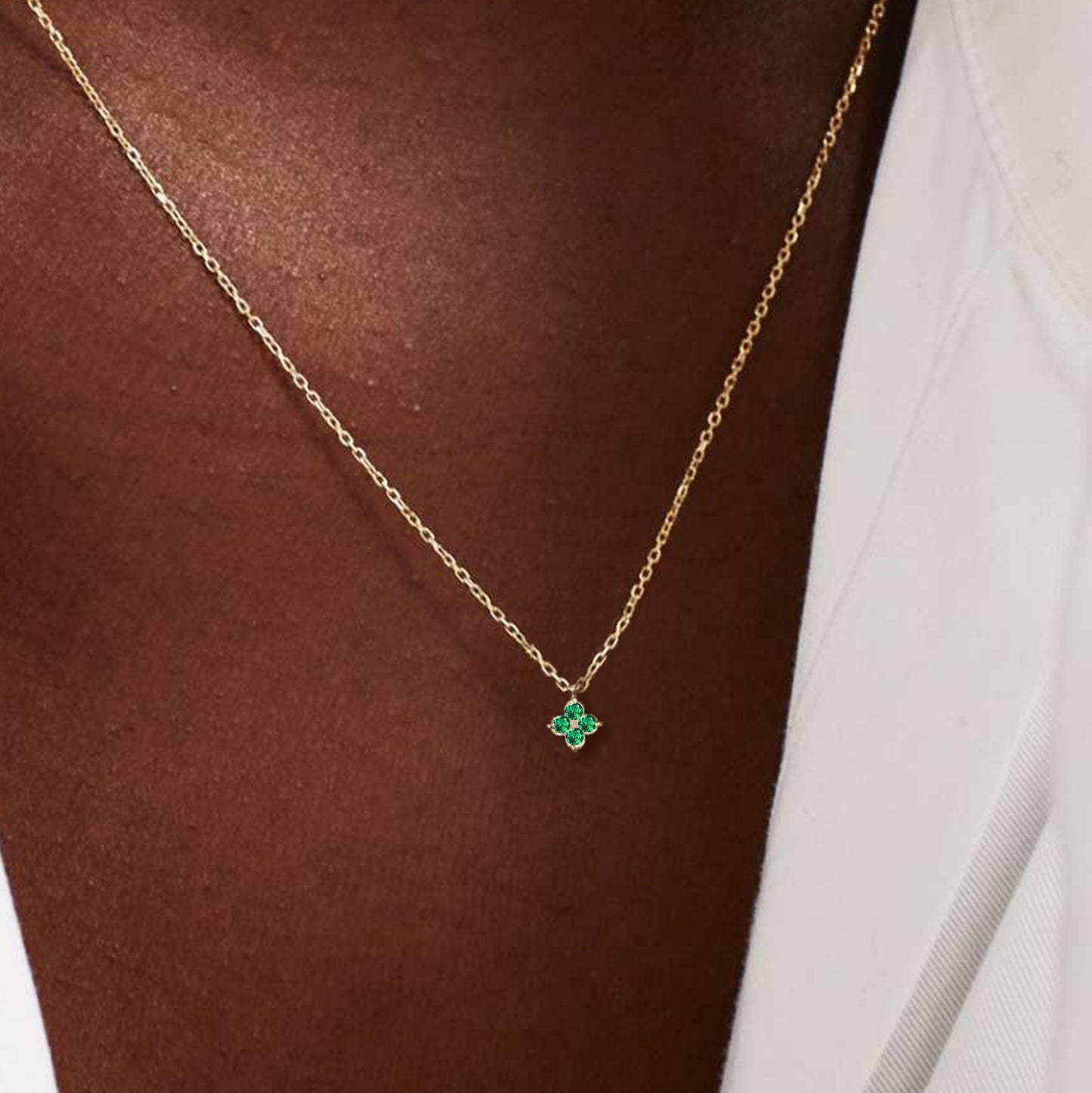 Emerald Solitaire Necklace in 14K Solid Gold,Delicate Necklace,Layering Emerald Necklace,Pendant Necklace,Five Sizes Available